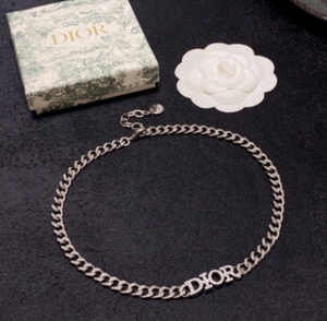Dior Silver Logo Necklace – Elegant Simplicity
